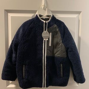 Gap kids small reversible fleece / puffer coat (navy blue / grey)